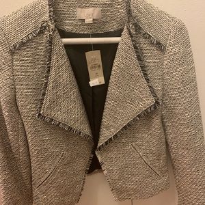 NWT Loft petite tweed black and white blazer